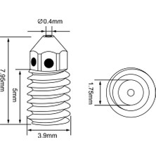 Hobi Mekatronik Bambu Lab A1-A1 Mini Sertleştirilmiş  Çelik Nozzle 500°C(0.2MM)