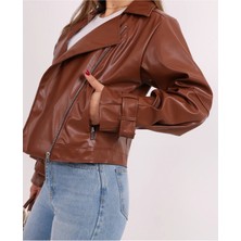 Kurgan Tekstil Kadın Oversize Deri Ceket