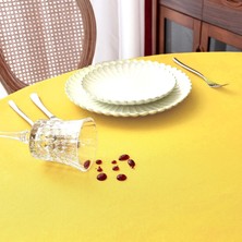 Zeren Home Sıvı Geçirmez Dertsiz Oval Masa Örtüsü Sarı + 6 Peçete