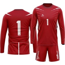 Domin Spor Erkek Kırmızı Beyaz Kaleci Forması Maç Futbol Forması Goalkeeper Jersey Gk Qapıçı Forması DMNF5581