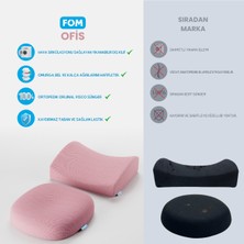 FOM Smith Ve Bels Visco Anatomik Oturma Simidi Ve Bel Destek Yastık Ofis Seti, Ortopedik, Pembe