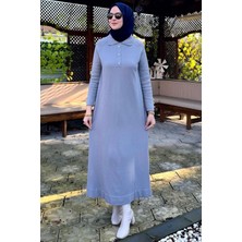 Ayla Triko Elbise Gri