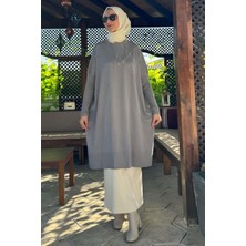 Rabia Şamlı Melda Triko Tunik Gri