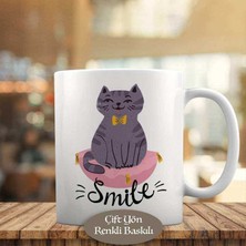 Asilmeydan Sevimli Gülümseyen Mutlu Kedi Kupa Bardak Hediyelik-818