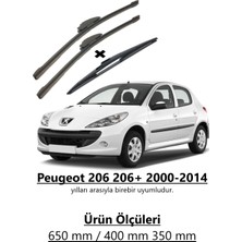 Inwells Peugeot 206 206+ 2000-2014 Ön ve Arka Muz Silecek Takımı