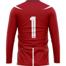 Erkek Kırmızı Beyaz Kaleci Forması Maç Futbol Forması Goalkeeper Jersey Gk Qapıçı Forması DMNF5581