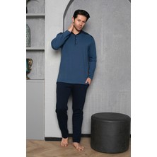 Temporium Erkek Baskılı Uzun Kollu Örme Pijama Takımı