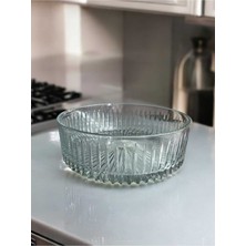 Kesme Kristal Cam Salata Kasesi- Sunum Kasesi /Çizgi Dekor 25 Cm