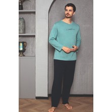 Erkek Baskılı Uzun Kollu Örme Pijama Takımı