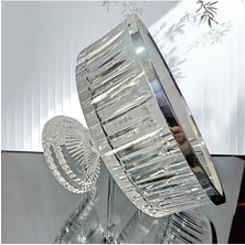 Metal Ağızlı 25 Cm Ayaklı Kesme Kristal Cam  Salata /Sunum Kasesi -Meyvelik