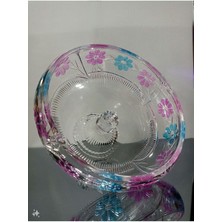 Ay Home Renkli Kesme Kristal Ayaklı Kase/ Salata Kasesi- Sunum Kasesi-Meyvelik  28*28 Cm