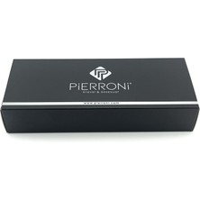 Pierroni Siyah Bordo Desenli Mendilli Kravat