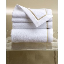 Gold Bieli Beyaz Saten Çerçeveli Havlu Seti