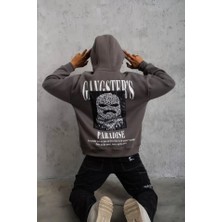 Aisha Elbise Erkek Paradise Baskılı Kapüşonlu Sweat - Gri