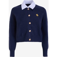 Cedelar Gömlek Yaka Düz Mavi Kadın Bluz Kupır