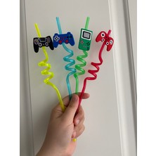 Dekoratif Figürlü Farklı Renkli Pipet