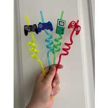 Dekoratif Figürlü Farklı Renkli Pipet