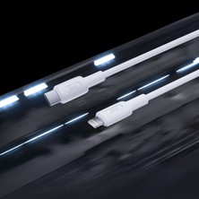 Juo 27W USB Type-C To Lightning iPhone iPad Silikon Hızlı Şarj ve Data Kablosu Beyaz 1 Metre