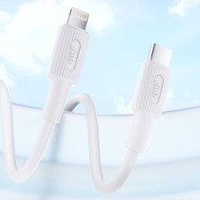 Juo 27W USB Type-C To Lightning iPhone iPad Silikon Hızlı Şarj ve Data Kablosu Beyaz 2 Metre