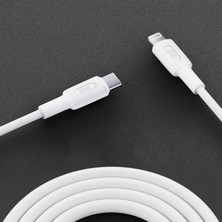 Juo 27W USB Type-C To Lightning iPhone iPad Silikon Hızlı Şarj ve Data Kablosu Beyaz 2 Metre