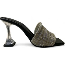 Tuğba Ortopedi TH28 Kadın Abiye Taşlı 9.5 cm Topuklu Terlik