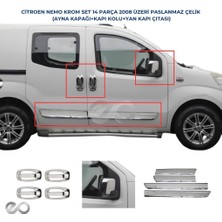 Ebal Oto Citroen Nemo 3'lü Krom Set Yan Kapı Çıtası+Kapı Kolu+ Ayna Kapağı Paslanmaz Çelik