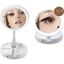 Ofisinn Makyaj Aynası 10X Büyüteçli 21 LED Işıklı Seyahat Makyaj Aynası  Make Up Mırror