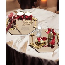 Cyz Home Affinity Sekizgen Gold Söz Nişan Tepsisi ve Damat Kahvesi