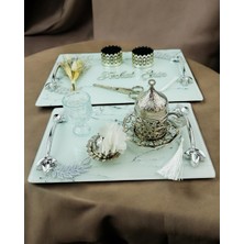 Cyz Home Loyalty Beyaz Desenli Gümüş Nişan Tepsisi