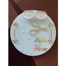 Cyz Home Beloved Gold Beyaz Incili Söz Tepsisi Nişan Tepsisi ve Damat Kahve Fincan Tepsisi