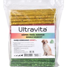 Ultravita 100lü Yüksek Proteinli Kurutulmuş Munchy Renkli Çiğnemelik Köpek Ödül Maması Kemiği