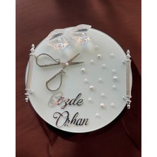 Cyz Home Beloved Gümüş Beyaz Incili Söz Tepsisi Nişan Tepsisi ve Damat Kahve Fincan Tepsisi