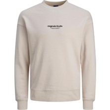 Jack & Jones Jorvesterbro Sweat Crew Neck Noos Erkek Bej Sweatshirt 12241694-Moonb