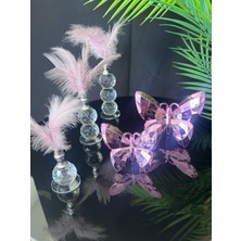 Vita Gümüş Dekoratif Kelebek ve Tüylük