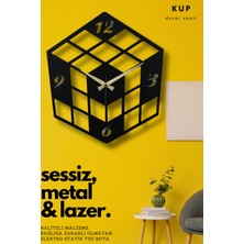 MOOCLOCK Küp Model Metal Dekoratif Lazer Kesim SESSİZ Akar Mekanizmalı Duvar Saati 40*40cm