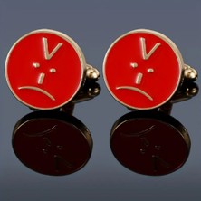 SE Jewellery Gold Kızgın Surat Ifadeli Erkek Kol Düğmesi