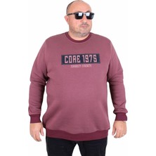 Starbattal Erkek Büyük Beden Sıfır Yaka 3ip Sweat Core 1975 24209 Eflatun