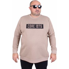 Starbattal Erkek Büyük Beden Sıfır Yaka 3ip Sweat Core 1975 24209 Camel