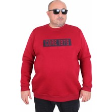 Starbattal Erkek Büyük Beden Sıfır Yaka 3ip Sweat Core 1975 24209 Bordo