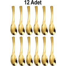 Chavin 12 Adet 304 Çelik Gold 14 cm Tatlı Dondurma ve Kahvaltılık Gevrek Kaşığı CIN959S