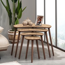 Vovvahome Moon 4lü Mdf Ahşap Zigon Sehpa Meşe