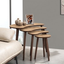 Vovvahome Moon 4lü Mdf Ahşap Zigon Sehpa Meşe