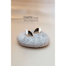 Cosita Vintage Siyah Altın Kaplama Yaprak Küpe