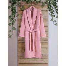 Pera %100 Pamuklu Unisex Pike Bornoz, Hızlı Kuruyan, Zarif ve Yumuşak Dokulu | Pembe