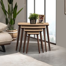 Vovvahome Vega 4lü Dörtlü Mdf Ahşap Zigon Sehpa -Meşe