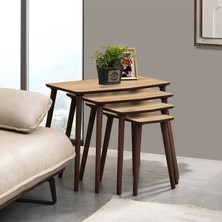 Vovvahome Vega 4lü Dörtlü Mdf Ahşap Zigon Sehpa -Meşe