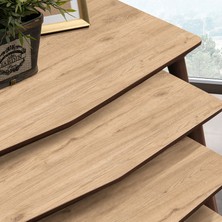 Vovvahome Vega 4lü Dörtlü Mdf Ahşap Zigon Sehpa -Meşe
