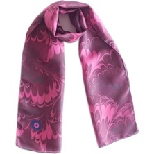 ElifEbru Exclusive Handicrafts Ebru Sanatı El Yapımı Kadın Ipek Fular Pembe Çok Renkli Nazar Boncuklu  Ozlogf 12