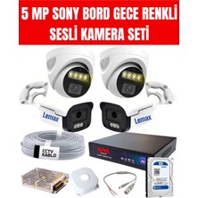 4 Kameralı 5mp Gece Renkli, Sesli, Araç ve Yüz Tanımalı Kamera Seti