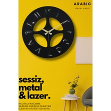 MOOCLOCK Arabic Model Dekoratif Metal Lazer Kesim Akar SESSİZ Mekanizmalı Duvar Saati (40*40 Cm)